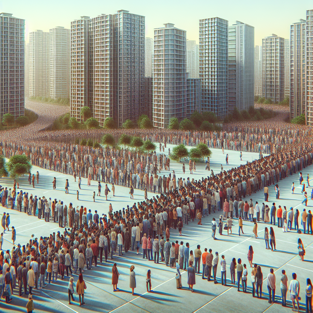 Sute de oameni s au asezat la coada pentru apartamente