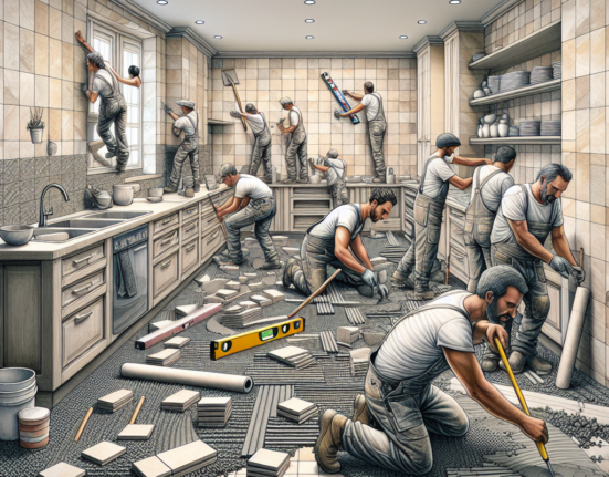 Muncitorii au turnat sapa si au pus gresia in bucatarie