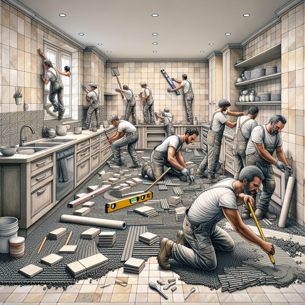 Muncitorii au turnat sapa si au pus gresia in bucatarie