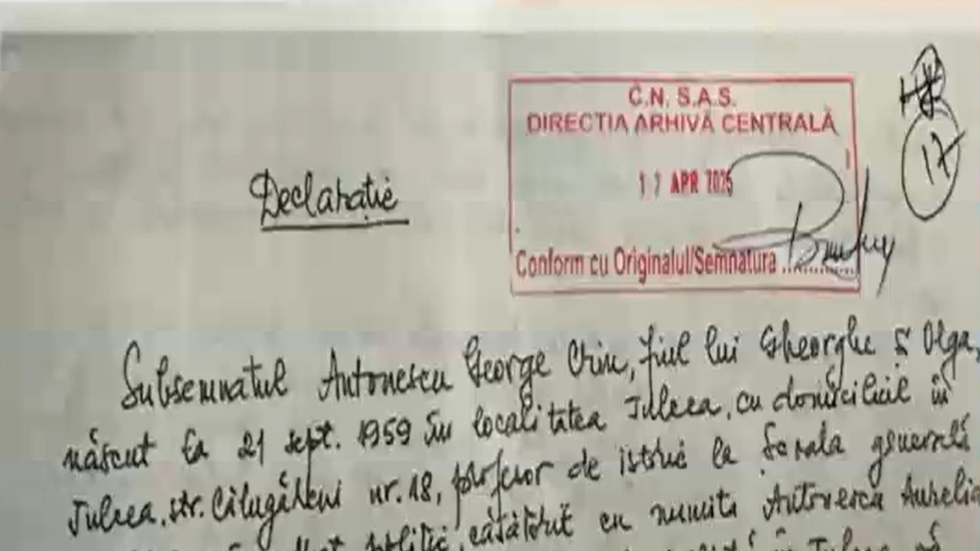 Crin Antonescu a prezentat declaratia de la Securitate Planurile sorosistilor spulberate