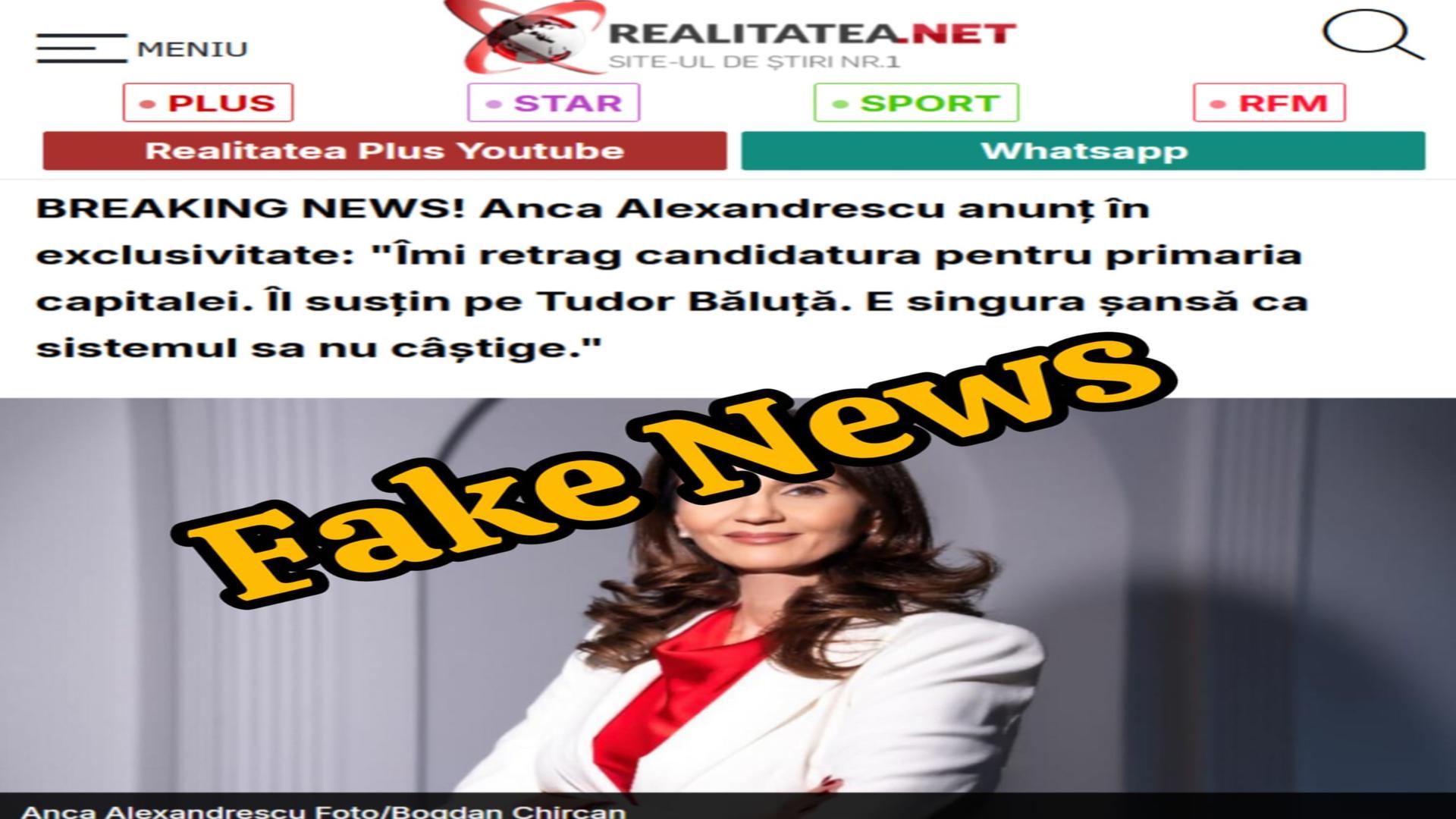 Anca Alexandrescu si realitatea net victime ale unui fals