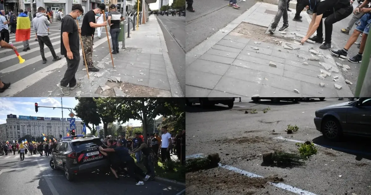 Pagube în Piața Victoriei: borduri smulse, spații verzi distruse și aspersoare vandalizate